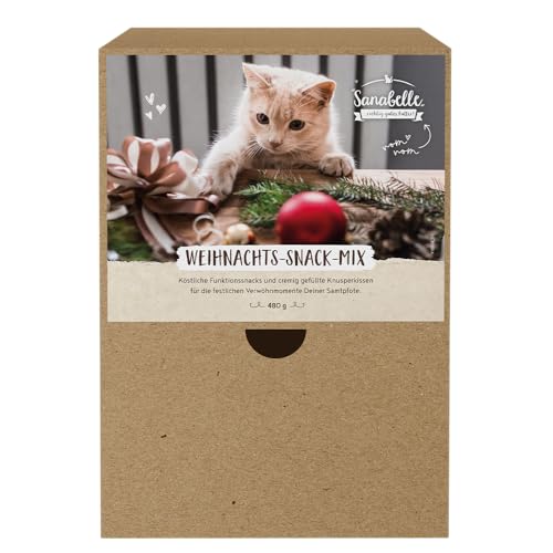 Sanabelle Weihnachts-Mixpaket 24 leckere Katzensnacks zum Probieren 24 x 20 g Bunter Snack-Mix Snacks für Katzen