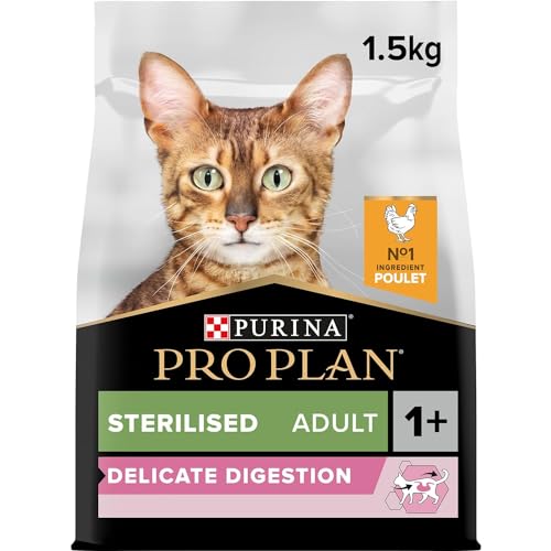 Purina Pro Plan Sterilised Adult 1 Delicate Verdauung reich an Huhn Trockenfutter Katze Beutel mit 1 5 kg