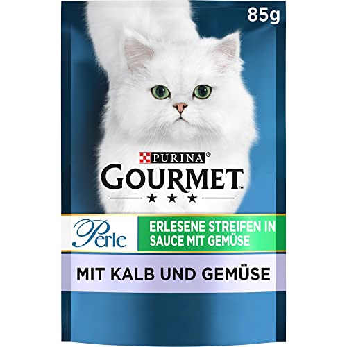 Gourmet PURINA GOURMET Perle Erlesene Streifen mit Gemüse Katzenfutter nass mit Kalb und Gemüse 24er Pack 24 x 85g