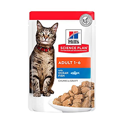 Hills Feline Adult Cat zarte Stückchen in Sauce mit Fisch 85g Beutel Katzenfutter