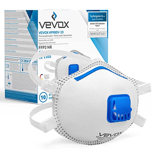 VEVOX FFP3 Masken   Im 10er Set   mit Komfort Plus Abdichtung   Atemschutzmaske FFP3 mit Ventil   Für den zuverlässigsten Schutz