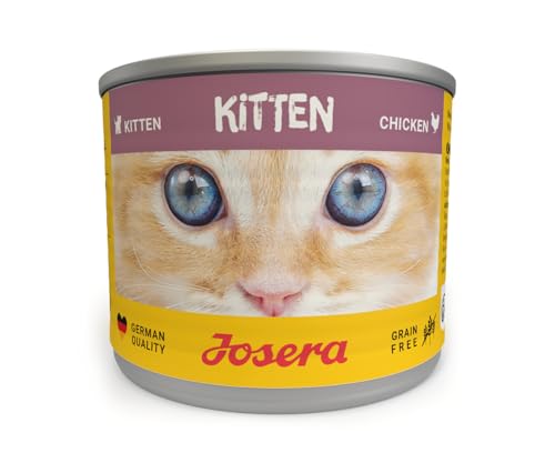 JOSERA Nassfutter Kitten Chicken 6 x 200 g Kitten Premium Katzenfutter nass für wachsende Katzen Huhn Kürbis mit Lachsöl getreidefrei Anti-Haarballen Alleinfutter 6er Pack