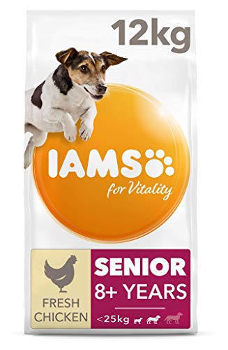 IAMS Senior Hundefutter trocken mit Huhn - Trockenfutter für ältere Hunde ab 8 Jahre geeignet für kleine und mittelgroße Hunde 12 kg