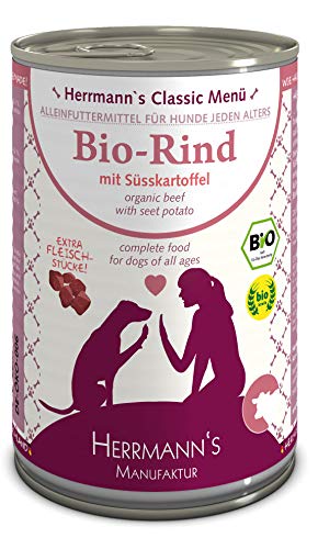 Herrmanns Bio Hundefutter Rind Menu 2 mit Süßkartoffel Kürbis Zucchini 400 g 12er Pack 12 x 400 g