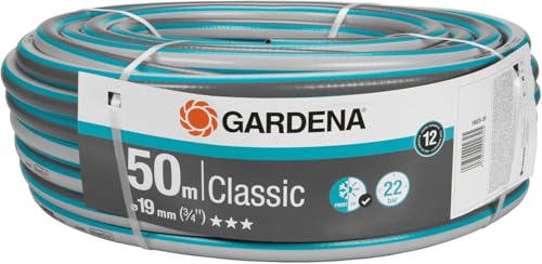 Gardena Classic Schlauch 19 mm 3 4 Zoll 50 m Universeller Gartenschlauch aus robustem Kreuzgewebe 22 bar Berstdruck UV-beständig ohne Systemteile 12 Jahre Garantie verpackt 18025-20