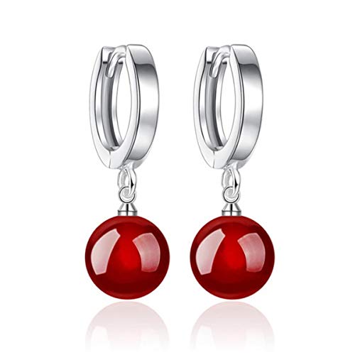 Yikoly Ohrringe Damen MÃ¤dchen Creolen Silber 925 Mode Einfache Rot Schwarz Opal Perlen Strass Bling Hoop OhranhÃ¤nger fÃ¼r Mutter Frauen TÃ¶chter Rot