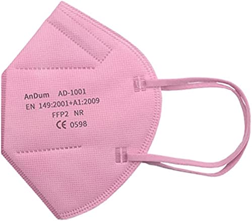 THK FFP2 Gesichtsmaske Mundschutz 30 Styles CE 0598 Norm EN149 fünflagiger SS-Vliesstoff Satz von 5 Stück einzeln verpackt Pink