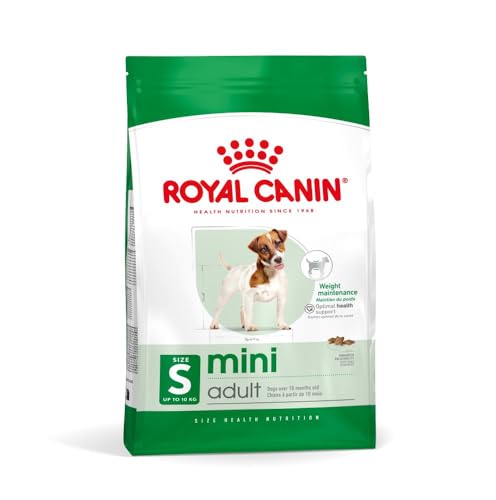 Royal Canin Mini Adult 800 g Alleinfuttermittel für Hunde kleiner Rassen Omega -3 Fettsäuren für Haut und Fell Abgestimmter Energiegehalt und angepasste Krokettengröße