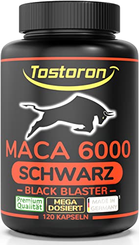 Tostoron MACA 6000 SCHWARZ MACH DICH BOSS mit dem TURBO-LADER der MACA Kapseln hochdosiert 120 Kapseln Tribulus Cordyceps Ginseng Ginkgo Pinienrinde Vitamin C Selen Zink 1 Dose 1x95 9g