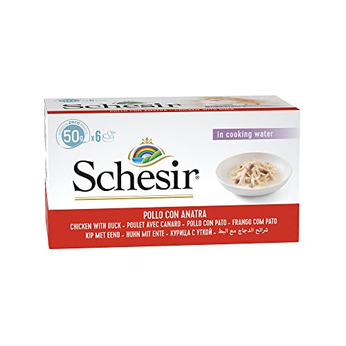 Schesir Cat Natural Hühnerfilet mit Ente Katzenfutter nass 8 x 6 Dosen x 50 g