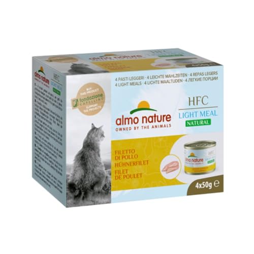 almo nature HFC Natural Light Meal Hähnchenfilet Nassfutter für ausgewachsene Katzen 4 Dosen 50 g