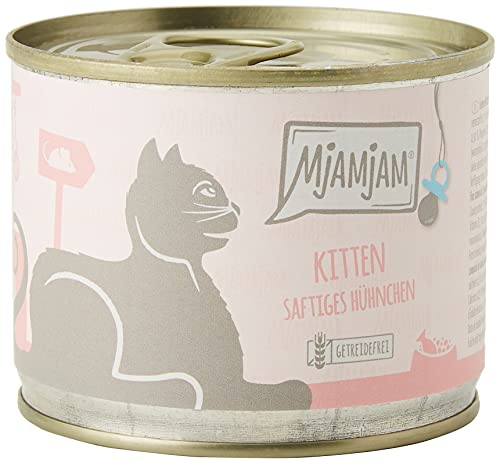 MjAMjAM   Premium Nassfutter für Katzen   Kitten saftiges Hühnchen mit Lachsöl   getreidefrei mit extra viel Fleisch 6er Pack 6 x 200 g