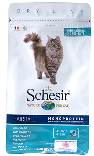 Schesir Cat Adult Maintenance Hairball mit Huhn Katzenfutter trocken für Erwachsene Katzen Trockenfutter im Beutel 1er Pack 1 x 400 g