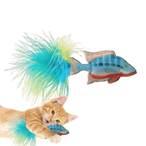 Fischspielzeug für Katzen Fisch-Katzenspielzeug Interaktives Katzenspielzeug Katzenkauspielzeug Filzfeder-Tiefseefisch-Katzenspielzeug zum Zahnen Krallen interaktives Katzenspielzeug Katzenspiel