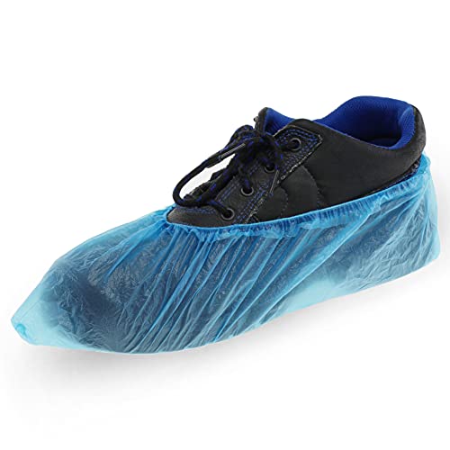 100x Überschuhe Schuhüberzieher Überziehschuhe aus blauer Polyethylenfolie passend bis Schuhgröße 47 mit stabilem Gummizug