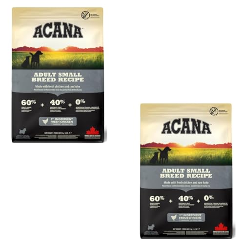 Acana Adult Small Breed Recipe Doppelpack 2 x 340 g Trockenfutter für ausgewachsene Hunde Kleiner Rassen Enthält frisches Hühnerfleisch Flunder aus Wildfang und Eiern