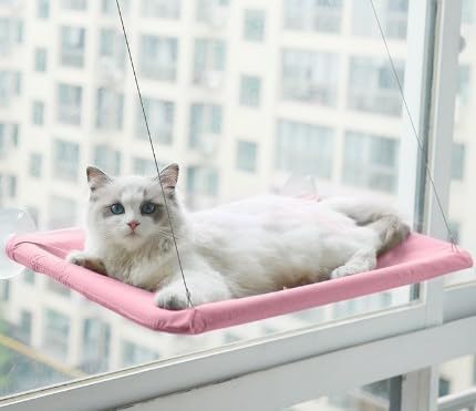  Hängematte für 25kg Verstärkteängematte Starkem Sonnenbad Haustierbett Fensterbankliege Pink