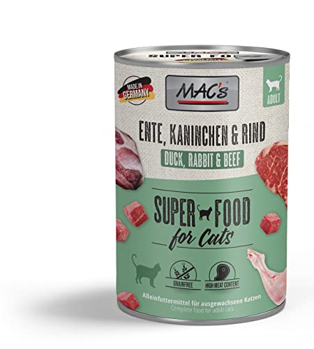 Mac s Cat Premium Nassfutter für Katzen 6 x 400 g Ente Kaninchen und Rind