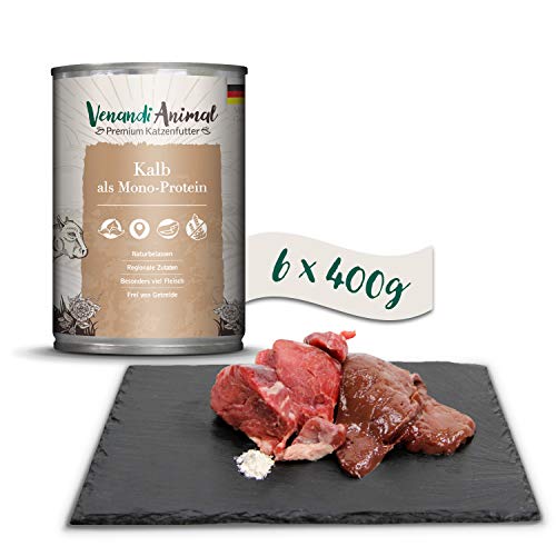 Venandi Animal - Premium Nassfutter für Katzen - Kalb als Monoprotein 6er Pack 6 x 400 g getreidefrei Monoprotein