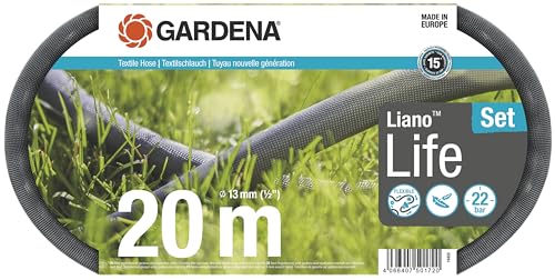 Gardena Liano Life Textilschlauch 1 2 Zoll 20m Set Hochflexibler Gartenschlauch aus Textilgewebe mit PVC-Innenschlauch kein Abknicken leichtgewichtig wetterbeständig 18450-20 Updated