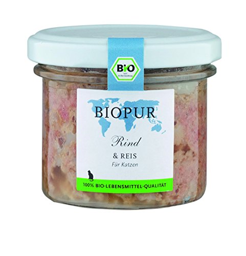 Biopur Rind Reis 100g Bio-Katzenfutter im GLAS 12er Pack 12 x 100 g