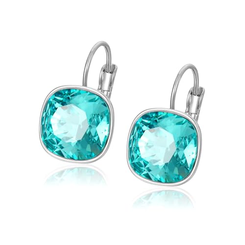 XUPING Kristall Ohrringe Hängend für Damen Funkelnde Ohrringe Silber Creolen Hängend Strass Hypoallergenic Jewelry Turquoise