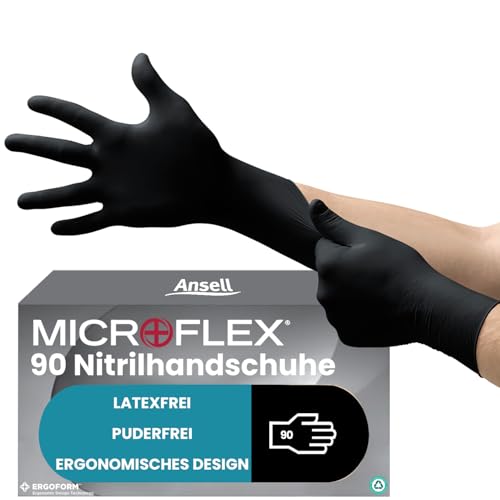 Ansell Microflex 93-732 Vielseitige Nitrilhandschuhe Einweghandschuhe für präzise Handhabung Arbeitshandschuhe für mechanische Aufgaben Latexfrei Puderfreie Einmalhandschuhe 100 Stück Gr. 2XL