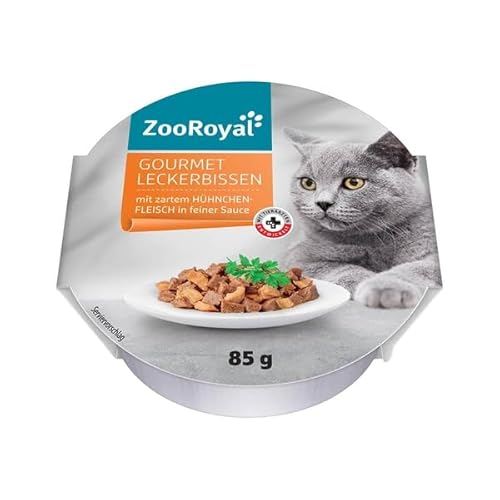 ZooRoyal Katzen Gourmet Leckerbissen mit zartem Hühnchenfleisch in feiner Sauce 12x85g Doppelpackung Nassfutter Katzenfutter Alleinfuttermittel