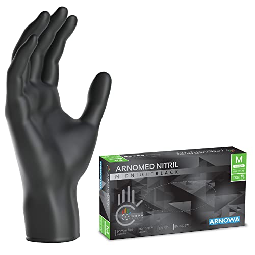 ARNOMED Einweghandschuhe 100 Stück Box Schwarze Nitrilhandschuhe M puderfrei latexfrei Einmalhandschuhe Handschuhe in Gr. XS S M L XL XXL verfügbar
