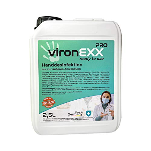 vironEXX PRO Handdesinfektionsmittel zur hygienischen Händedesinfektion gebrauchsfertiges alkoholisches Desinfektionsmittel ohne Parfüm für Hände nach WHO RKI Empfehlung