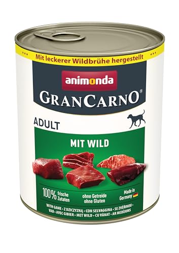 GranCarno Hunde Nassfutter mit Wild 6 x 800 g Hundefutter nass ohne Getreide und Zucker von animonda für ausgewachsene Hunde mit frischen fleischlichen Zutaten