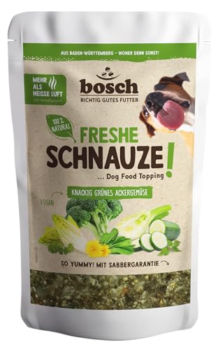 Bosch Freshe Schnauze - Knackig grünes Ackergemüse 1 x 200 g Topping für Hundefutter Für Trockenfutter und Nassfutter geeignet mit frischer Zucchini Spinat Brokkoli Fenchel Chicor e