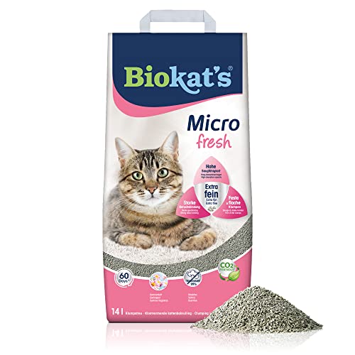 Biokat s Micro fresh Katzenstreu mit Sommer-Duft - Klumpstreu aus Bentonit mit extra feiner Körnung für hohe Ergiebigkeit - 1 Sack 1 x 14 L