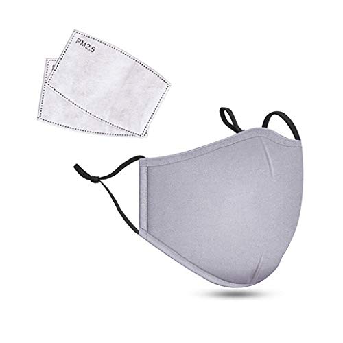 AmyGline 2 Stück Baumwolle-Mundschutz-Gesichtsschutz mit 4 Aktivkohlefilter Waschbar Wiederverwendbar Atmungsaktiv für Ourdoor Radfahren Laufen