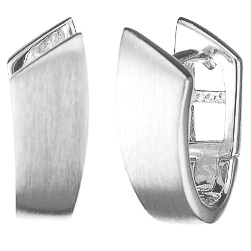 Vinani Damen Ohrringe 925 Silber - Klapp-Creolen schräg mattiert schlicht - aus 925 Sterling Silber für Frauen - CDG