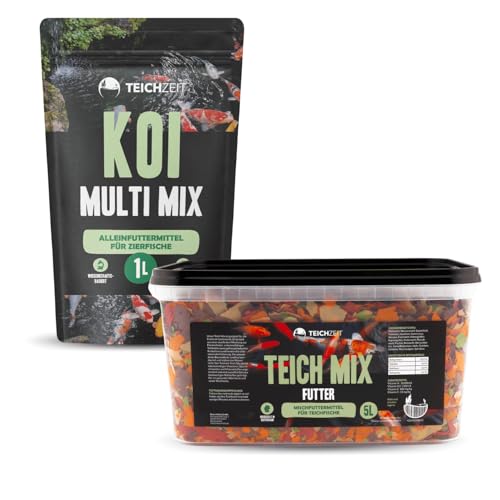 Teich Color Futter Mix Set Fischfutter Set für gesunde und farbintensive Teichfische und Koi 1x Teichzeit Koi Multi Mix 1x Teichzeit Teichmix Futter