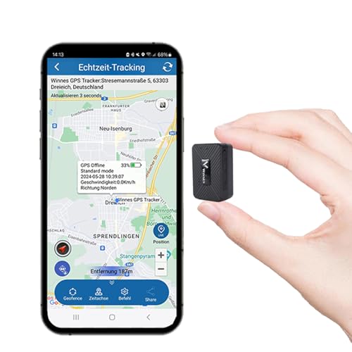 Micro GPS Tracker Magnet Realtime Mini GPS Locator Real Time Satellite Portable Location Tracker 1500mAh Akku Geo-Fence Alarm Kostenlose App für Kinder Motorrad Auto