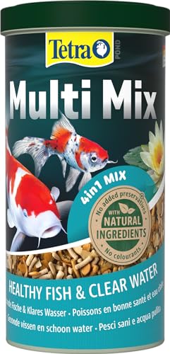  Pond Multi Mix   für gemischten Besatz im Teich enthält vier verschiedenen Futtersorten Flockenfutter Futtersticks Gammarus Wafer 1 L