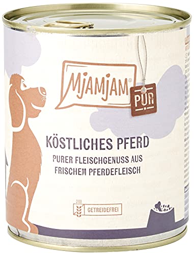 MjAMjAM - Premium Nassfutter für Hunde - purer Fleischgenuss - köstliches Pferd pur 6er Pack 6 x 800 g getreidefrei mit extra viel Fleisch