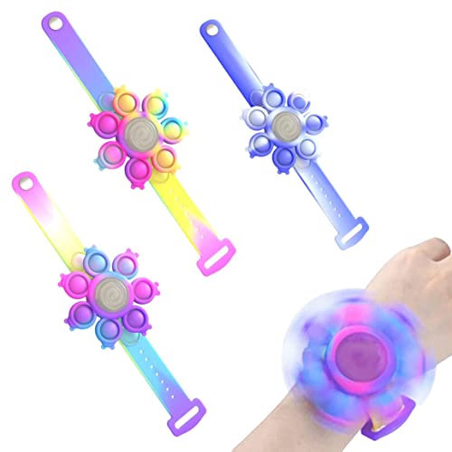 YWSM 3PCS Spinning Pop Bubble Bracelet Pop Bracelet Fidget Spinner LED Wristband Fidget Toys Glow Bracelets Pop Bubble Bracelet Fidget Toys
