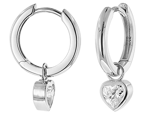 trendor Creolen Ohrringe mit Herz-EinhÃ¤nger 925 Silber eleganter Ohrschmuck aus Sterlingsilber Geschenkidee aus Echtsilber fÃ¼r Damen 51031