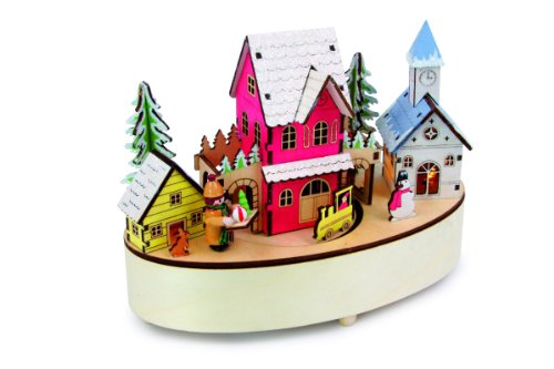 small foot Spieluhr und Lampe Winterzeit aus Holz Melodie Stille Nacht Weihnachtsdekoration mit LED-Licht 6716 Mehrfarbig ca. 21 x 11 x 16 cm