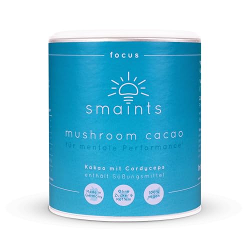 smaints Mushroom Cacao mit Cordyceps sinensis Extrakt CDP Cholin Ginkgo Vitamin B5 Vitalpilze Kaffeealternative - Nootropic