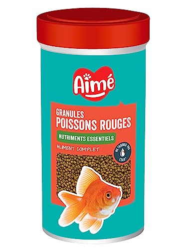 Aim Granulat für Goldfische Rotfisch Alleinfuttermittel auf Basis essentieller Nährstoffe Getreide Fisch und Fischnebenerzeugnisse 50 g 100 ml