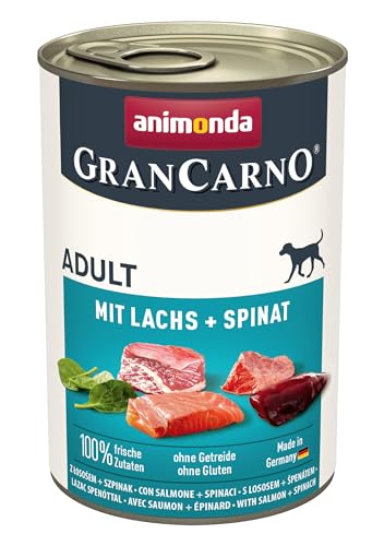animonda GranCarno Adult Hundefutter Nass Nassfutter für Hunde erwachsen mit Lachs Spinat 6 x 400 g