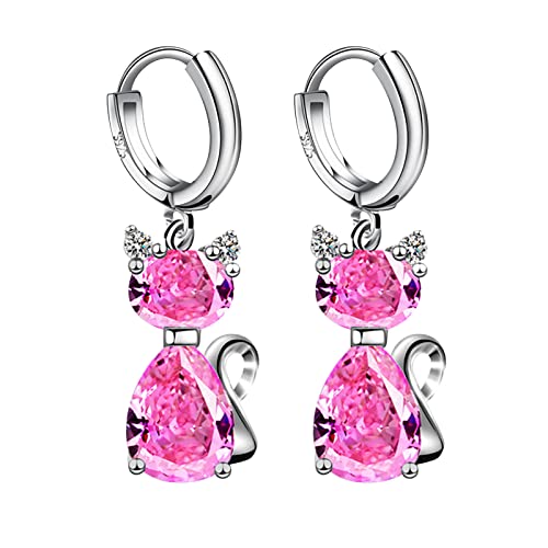 Zertifizierte Diamantohrringe Mode Ohrringe Edelstahl Runde Ohrringe Frauen Kreative Ohrringe Baumelnde Kristall Ohrringe Für Frauen Ohrringe Creolen Damen Silber Pink One Size