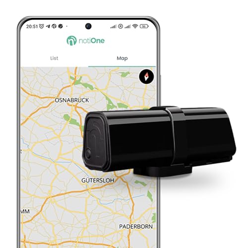 Tracker GPS PLUS notiOne mit Diebstahlschutz Alarm Mini-Tracker ohne Abo Auto GPS Ortungschip für Motorräder Fahrräder Kinder Echtzeit-Position auf der Karte