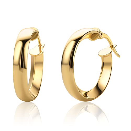 Orovi Ohrschmuck für Damen 20 mm runde klassische kreis Creolen Gelbgold Goldreifen Ohrringe aus 9 Karat 375 Gold