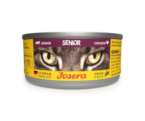 JOSERA Nassfutter Senior 12 x 85 g Senior Premium Katzenfutter nass für ältere Katzen Huhn getreidefrei mit wertvollen Antioxidantien Anti-Haarballen Alleinfutter 12er Pack