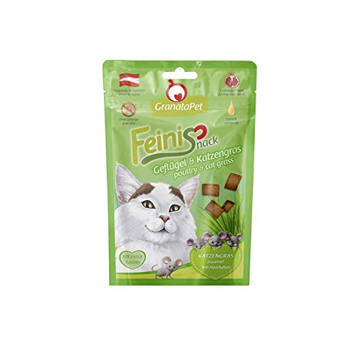 GranataPet FeiniSnack Geflügel Katzengras Schmackhafter Ergänzungsfuttermittel Getreide Zuckerzusätze 50g